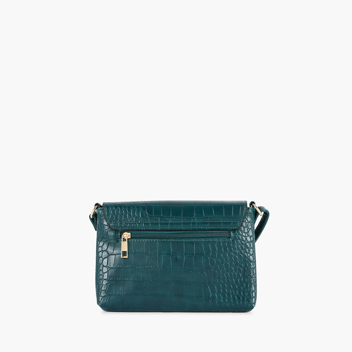 Sac à bandoulière effet croco vert