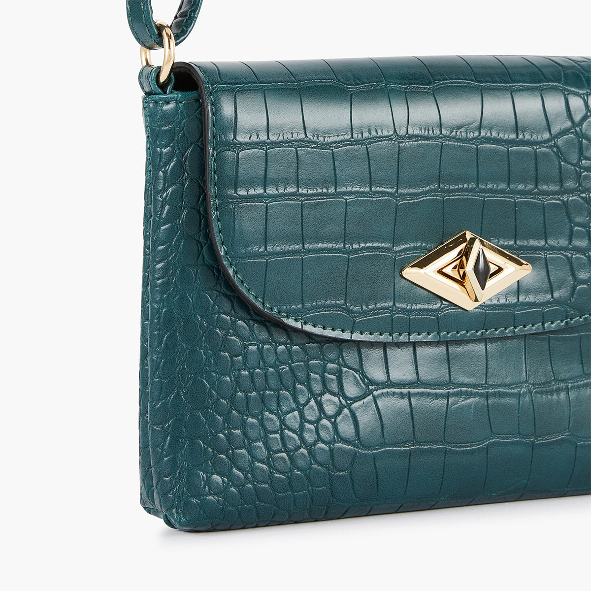 Sac à bandoulière effet croco vert