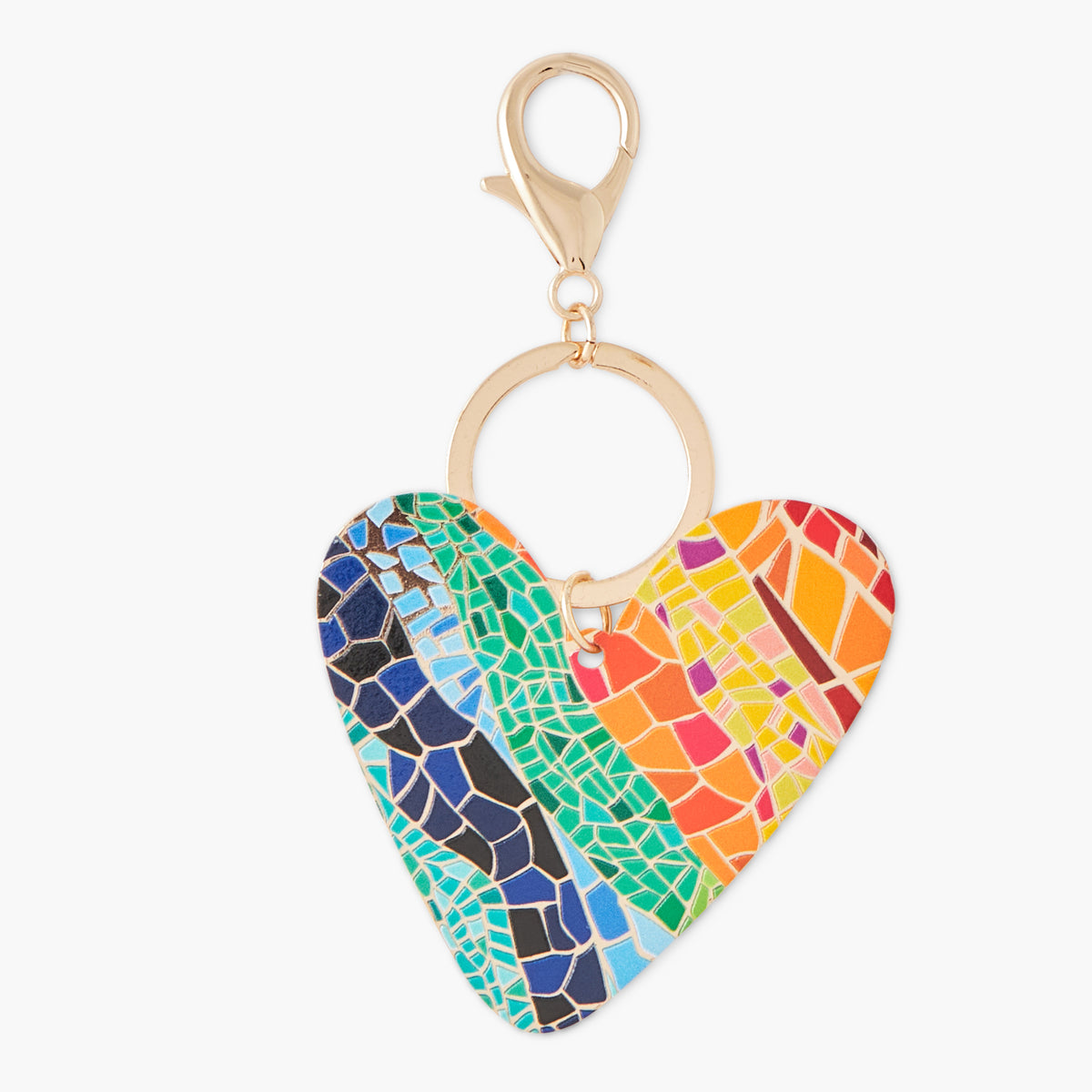 Porte-clés cœur imprimé mosaïque multicolore