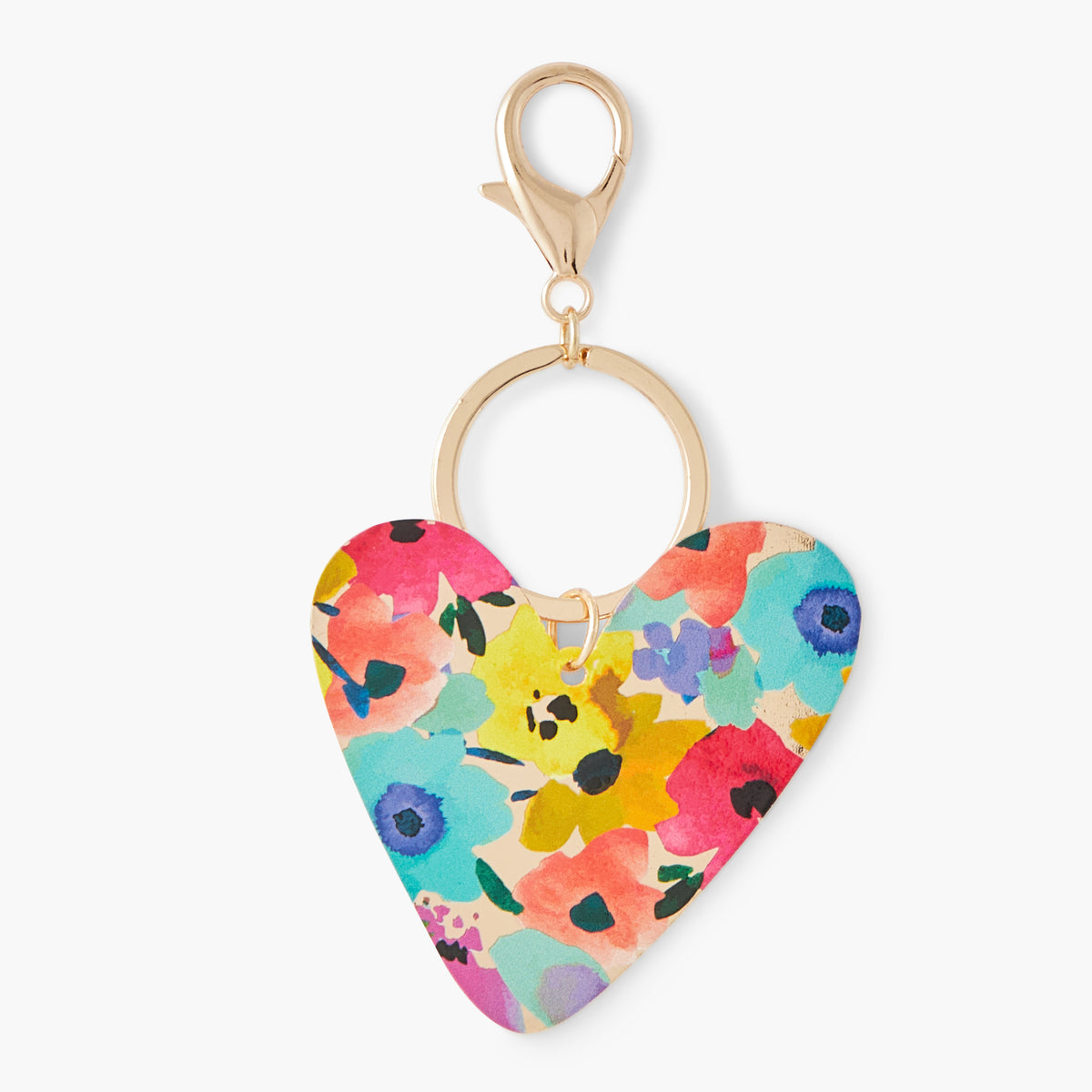 Porte-clés cœur imprimé fleurs multicolores