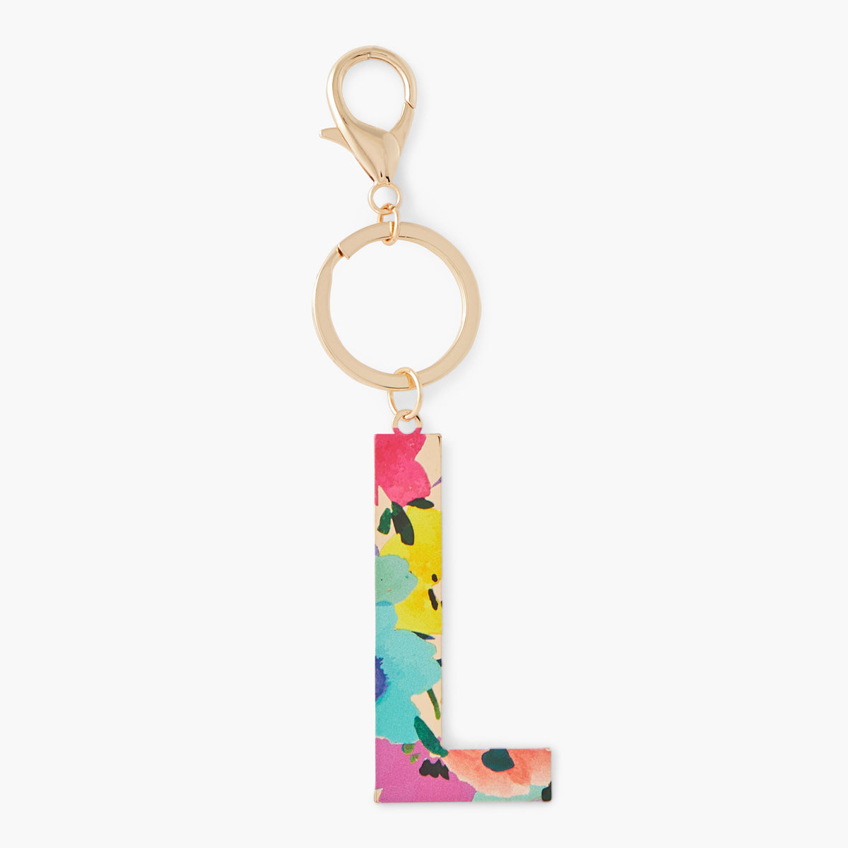 Porte-clés lettre "L" imprimée fleurs