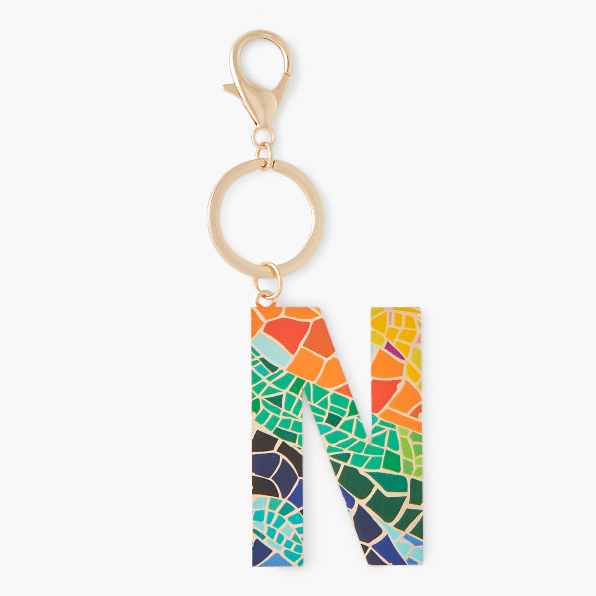 Porte-clés lettre "N" imprimée mosaïque