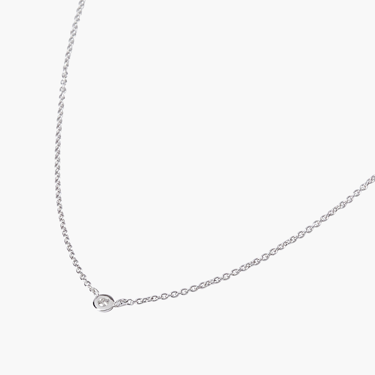 Collier fin argent 925 serti d'un Diamant 0.03 Carat