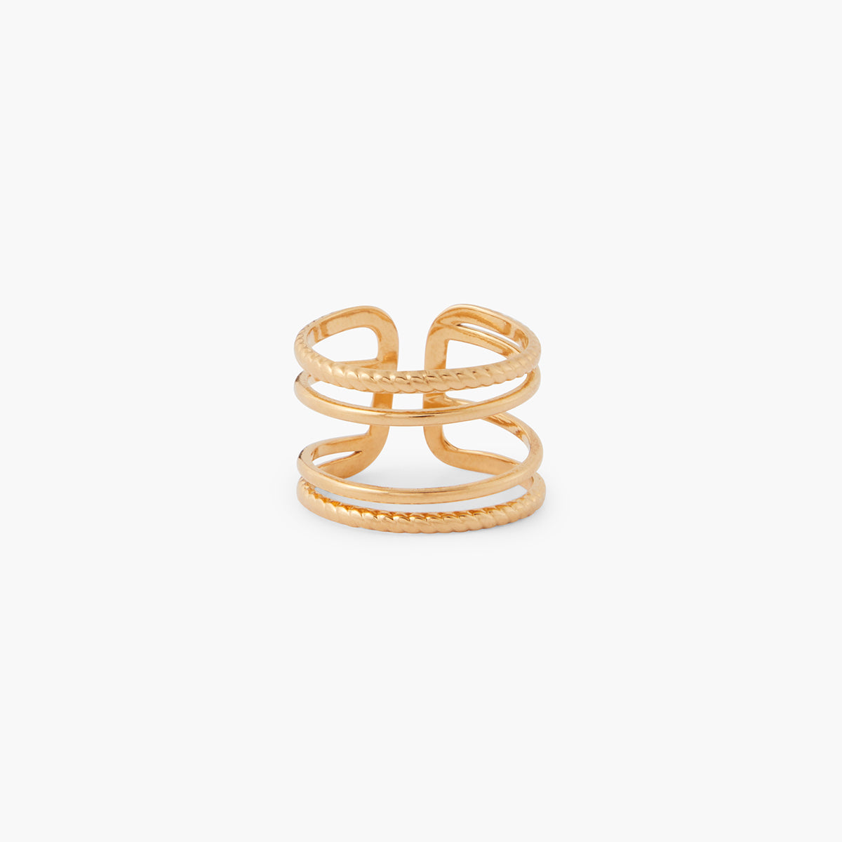 Bague large acier inoxydable doré