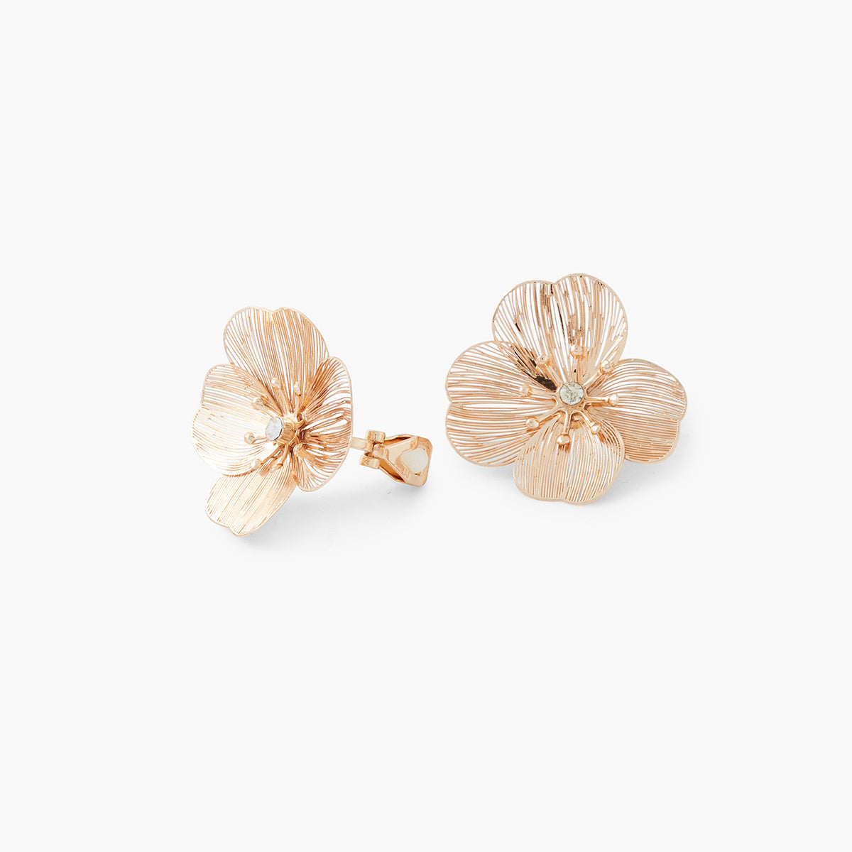 Boucles d'oreilles à clips fleurs en filigranes dorées