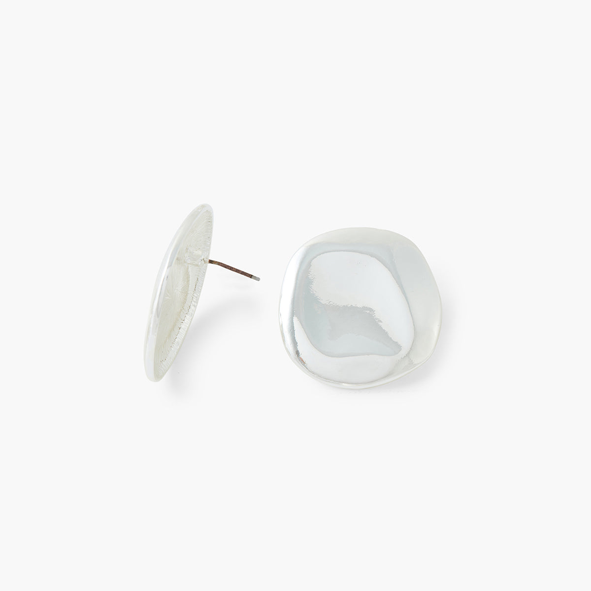 Boucles d'oreilles rond irrégulier argenté