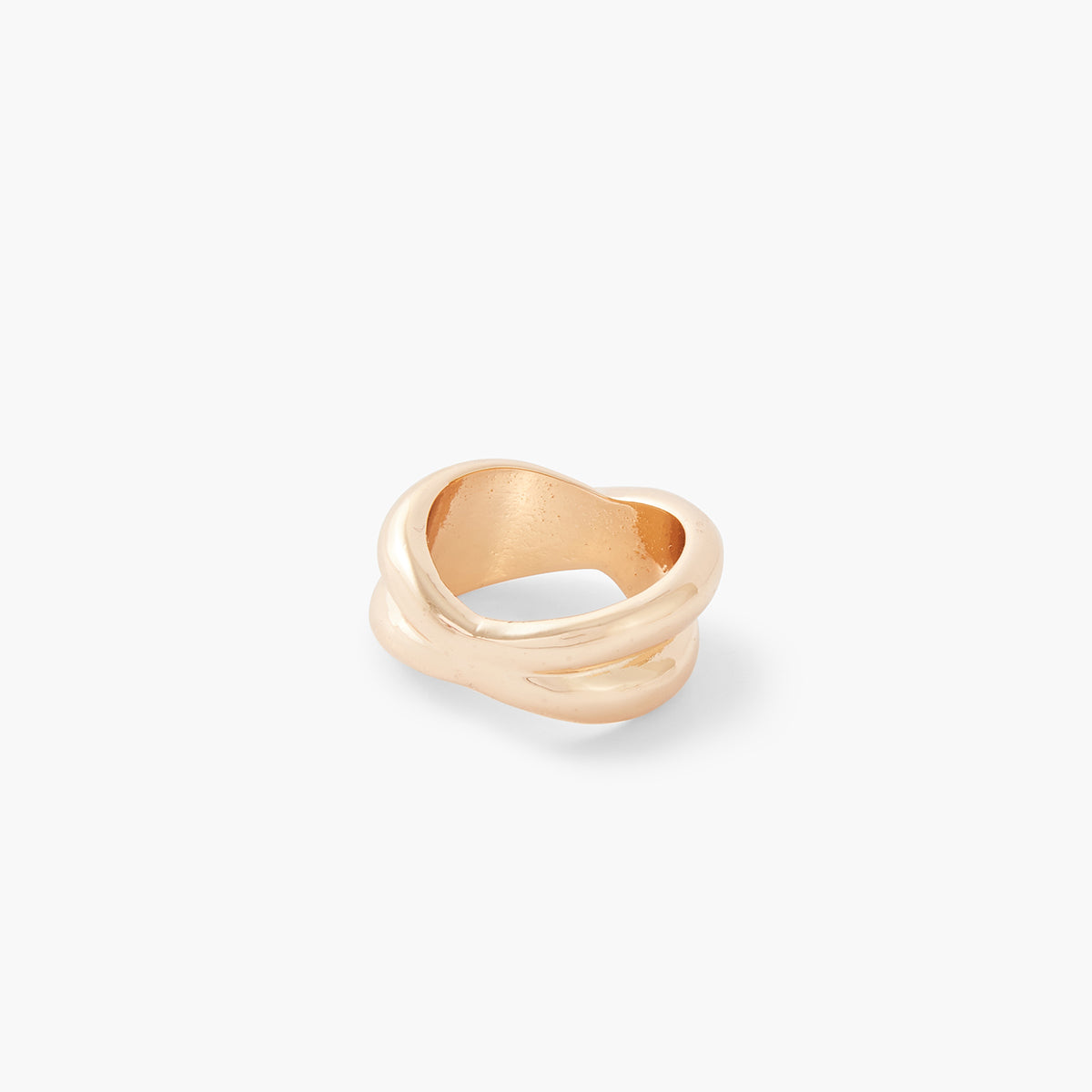 Bague croisée épaisse dorée