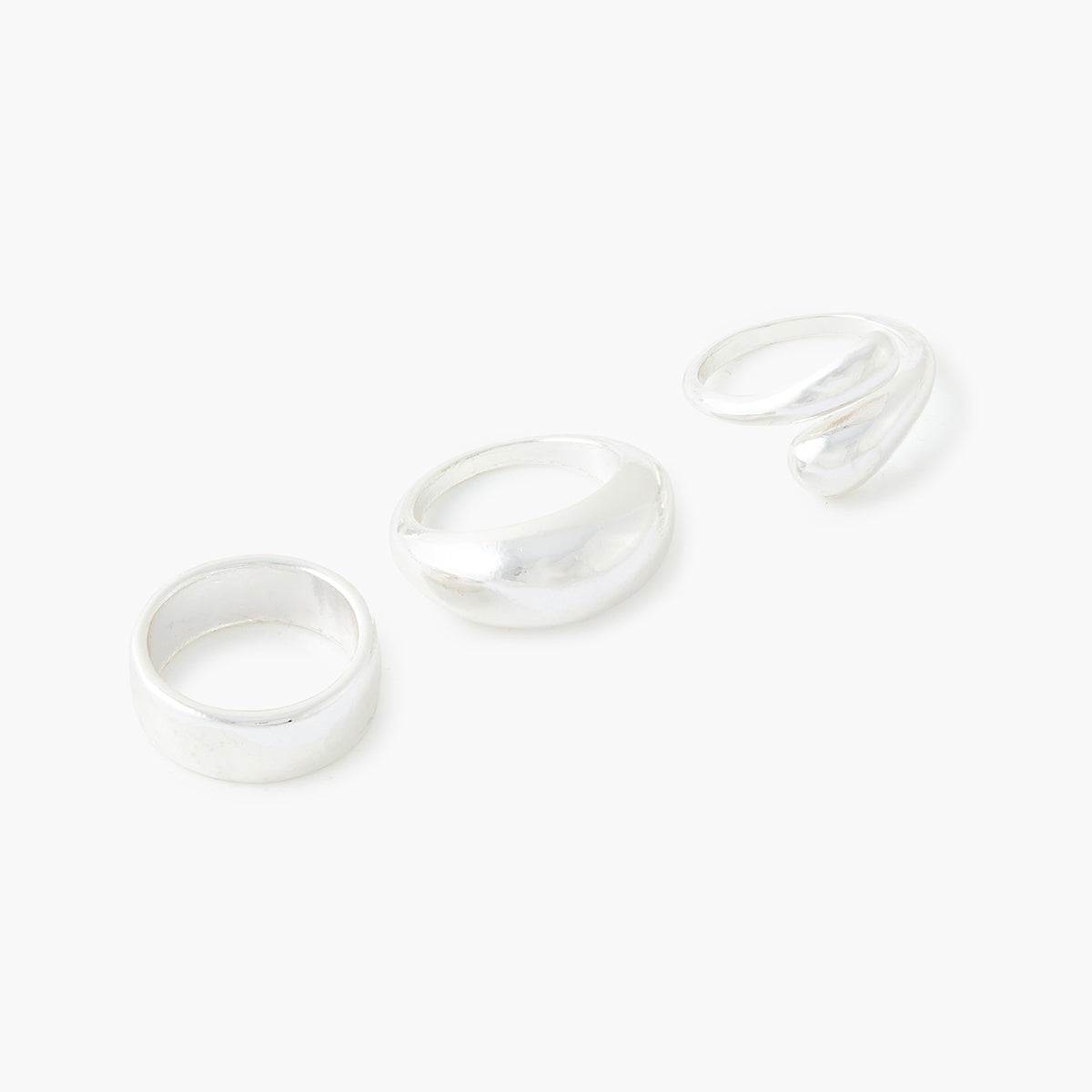 Set de 3 bagues argentées