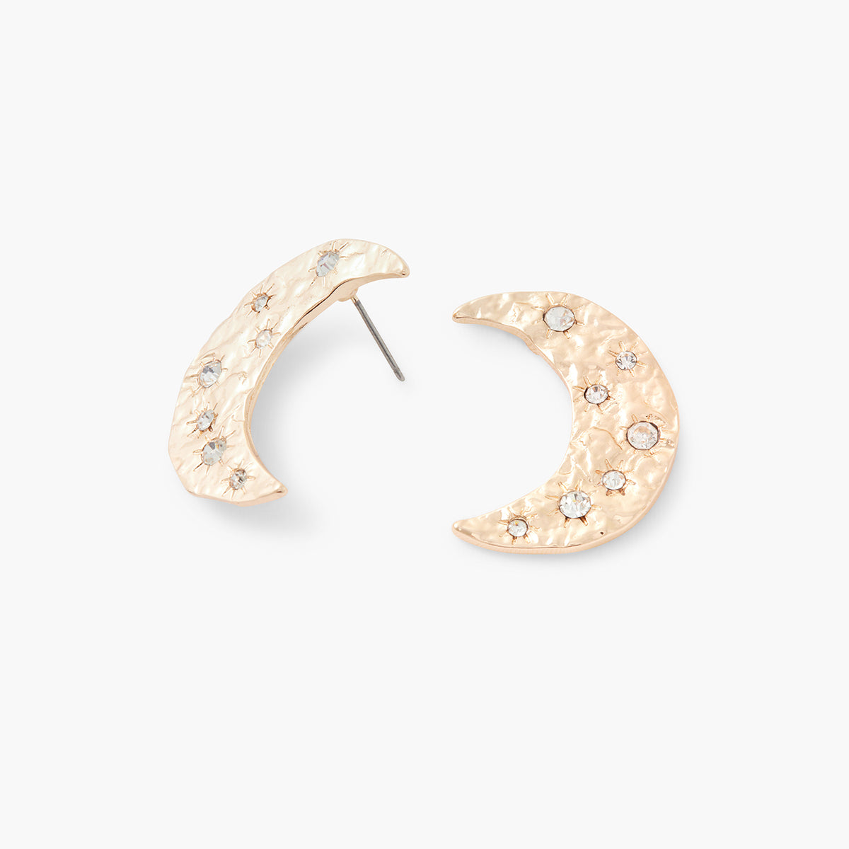 Boucles d'oreilles lunes martelées et strassées