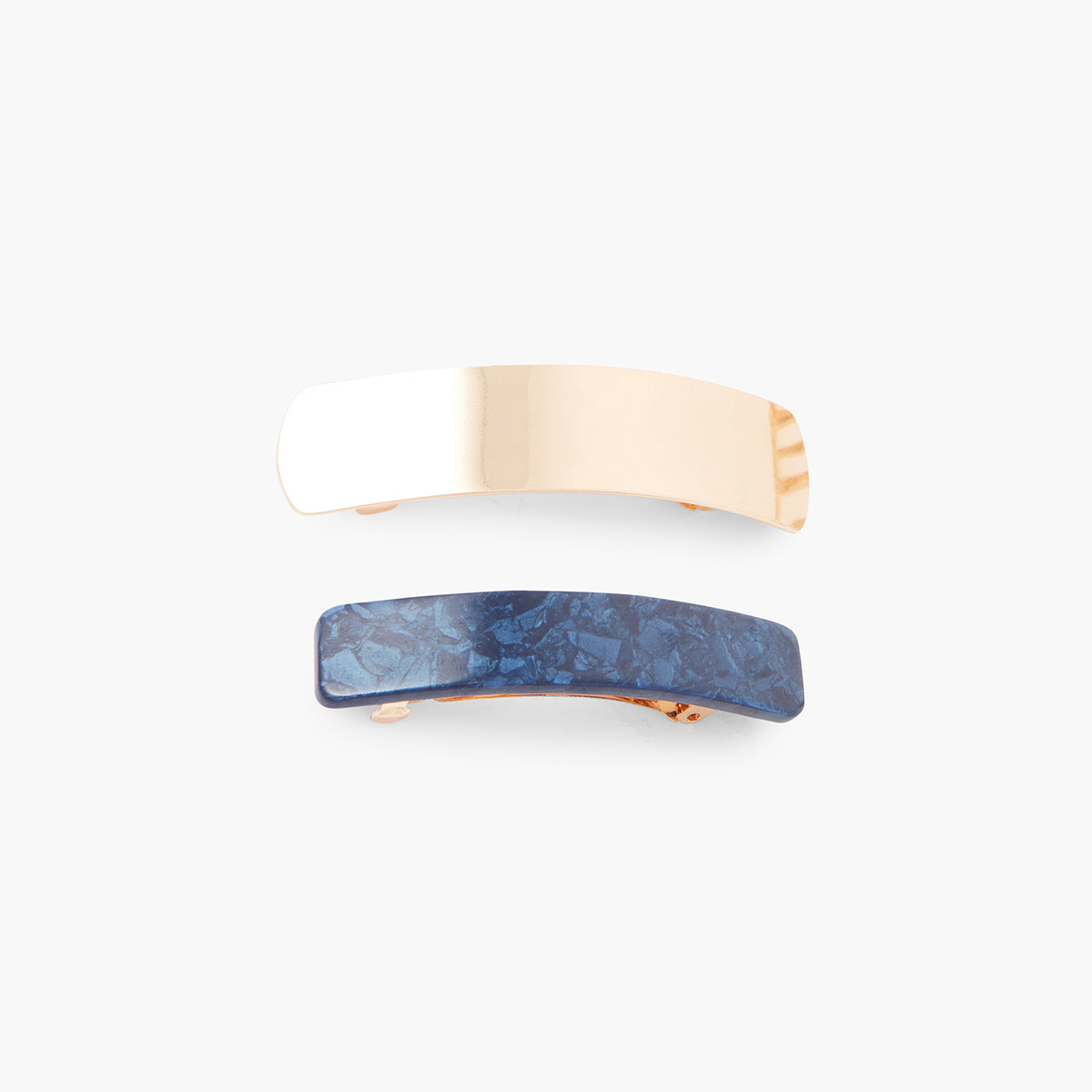 Set de 2 barrettes à cheveux bleu et doré