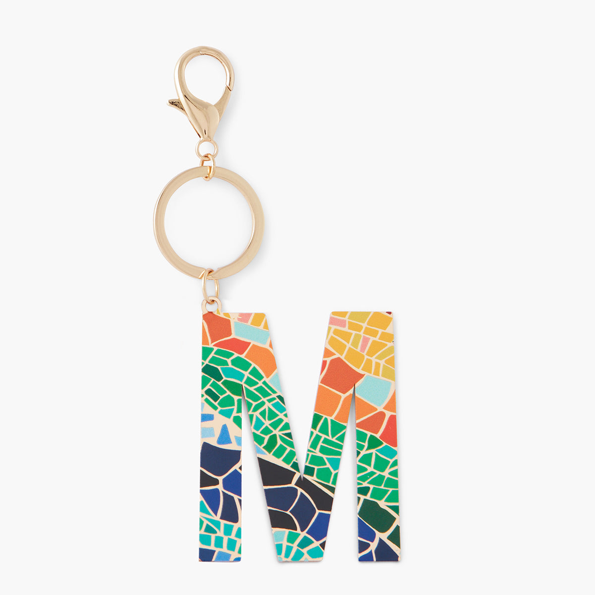 Porte-clés lettre "M" imprimée mosaïque