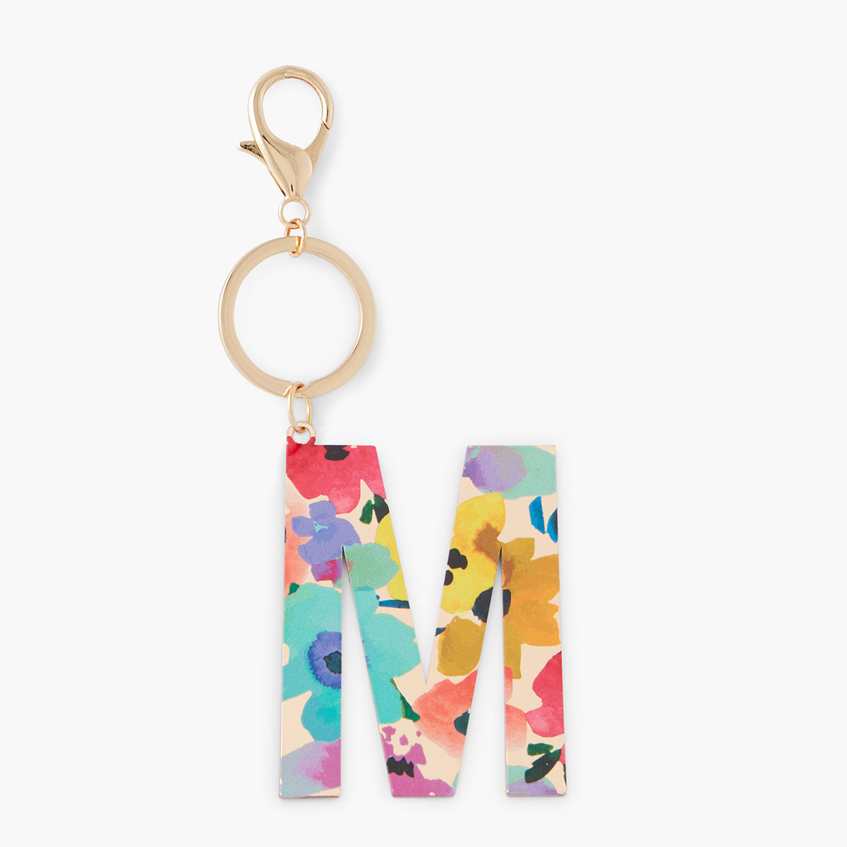 Porte-clés lettre "M" imprimée fleurs