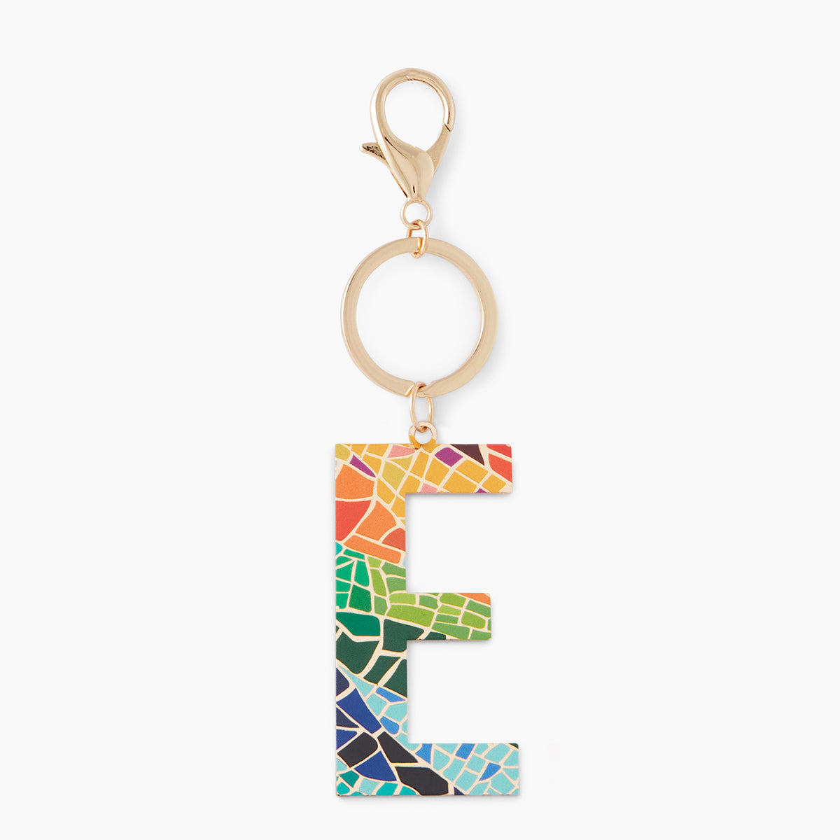 Porte-clés lettre "E" imprimée mosaïque