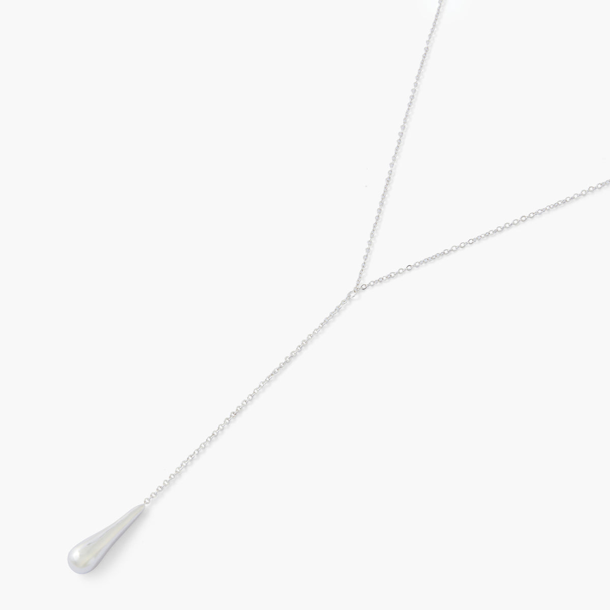 Sautoir pendentif goutte argenté