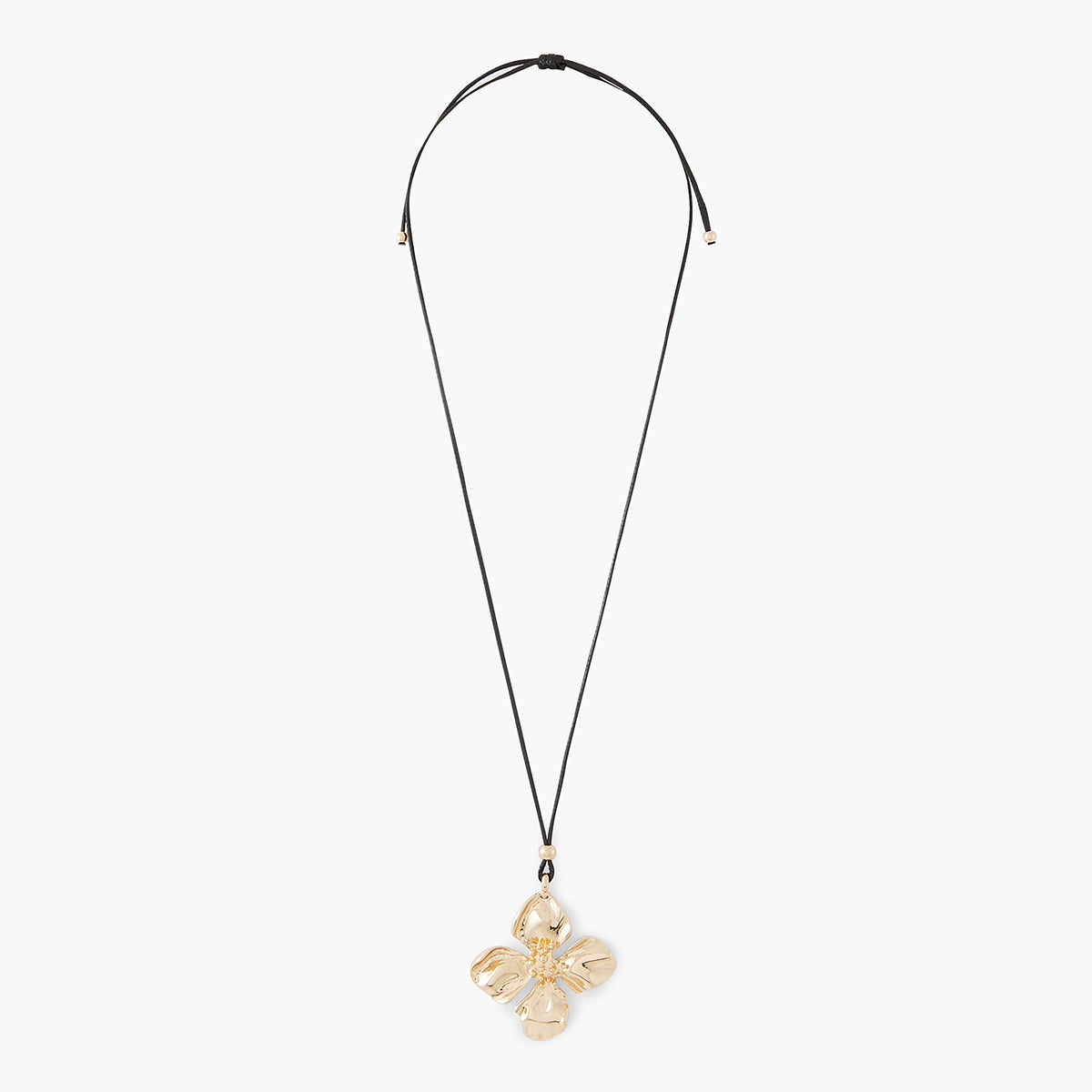 Collier cordon avec fleur en métal