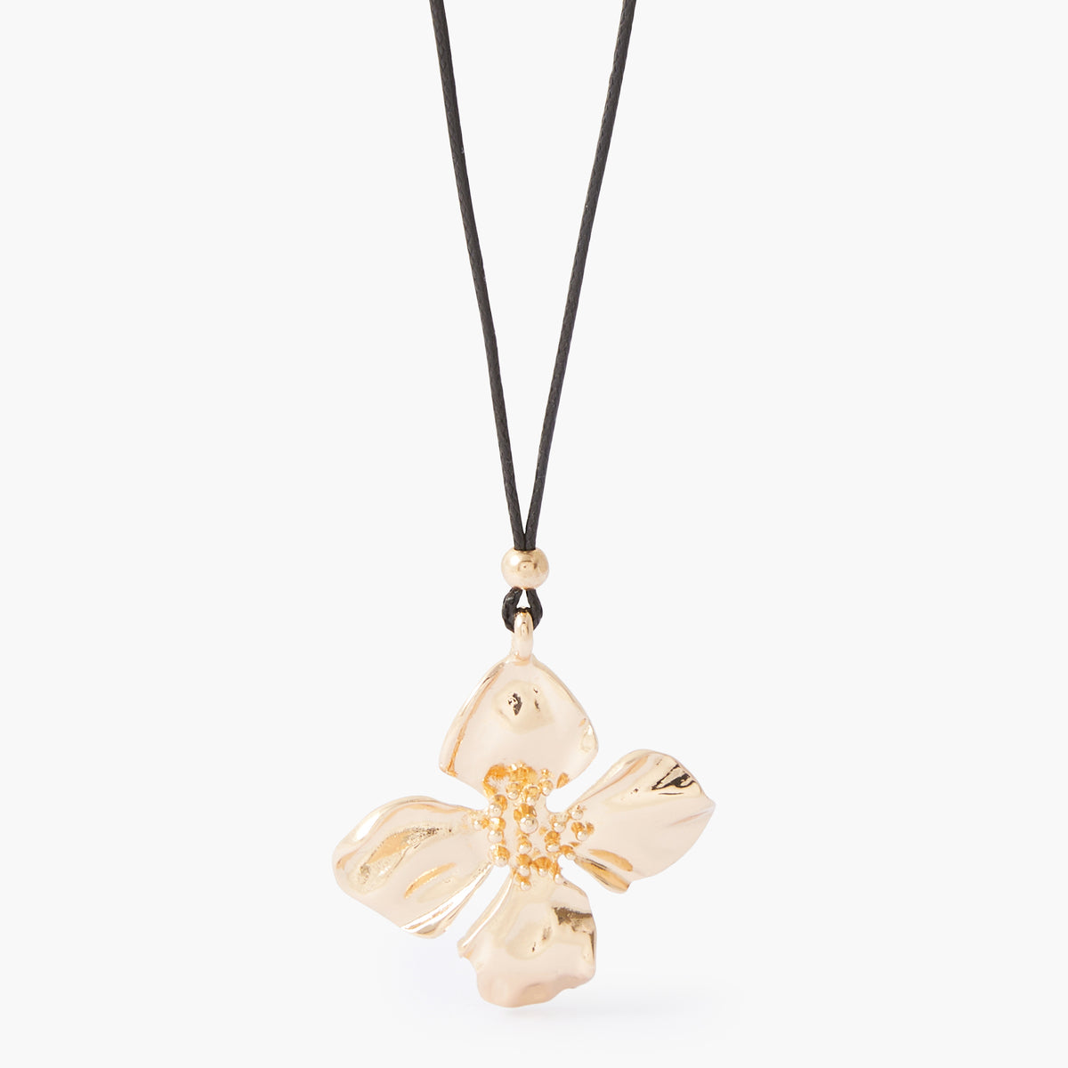 Collier cordon avec fleur en métal