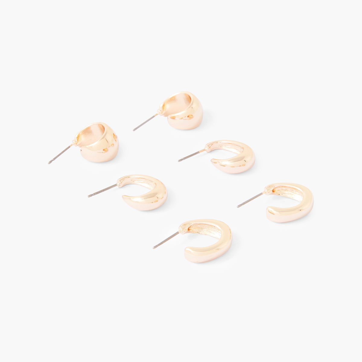 Set de 3 petites créoles épaisses dorées