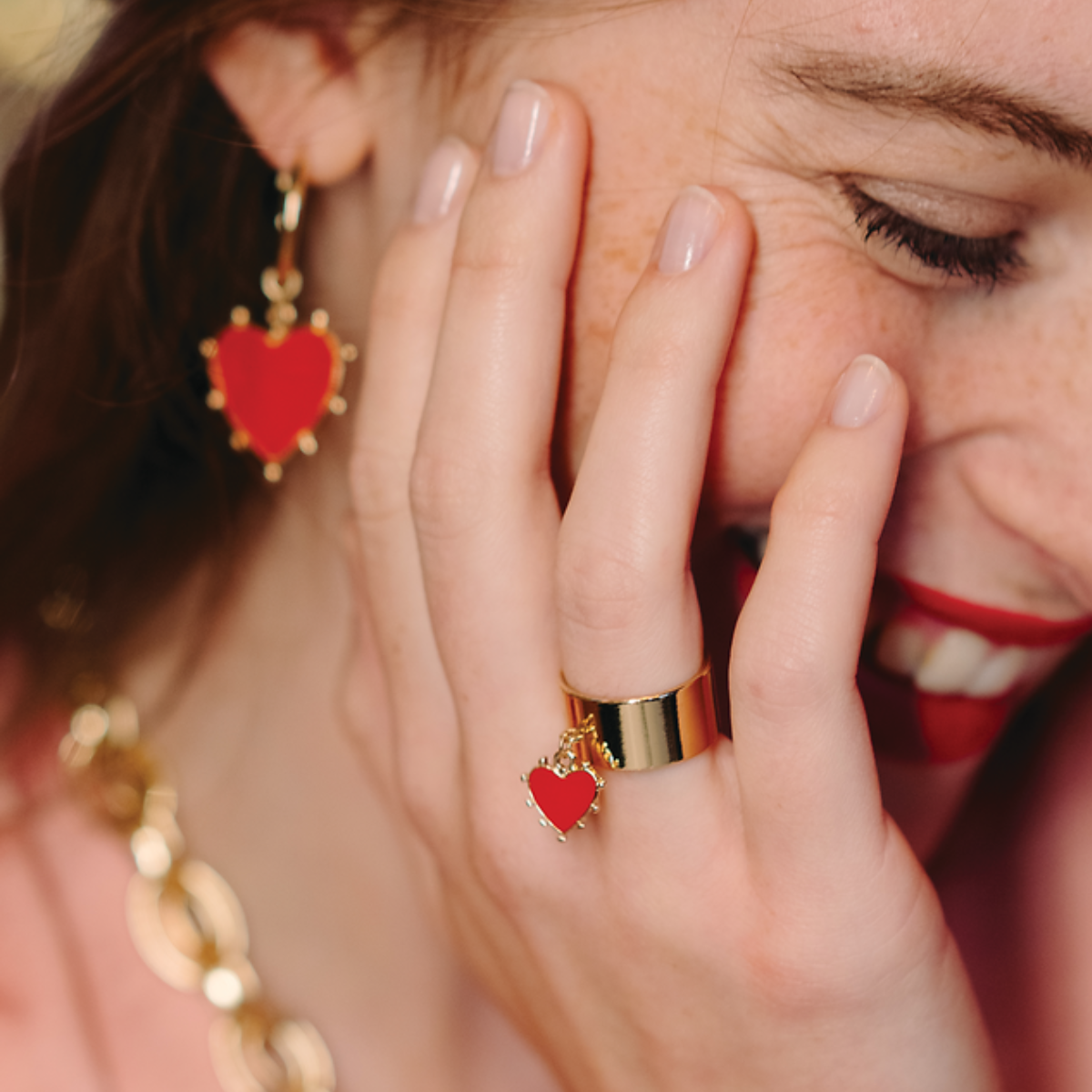 Bague cœur rouge