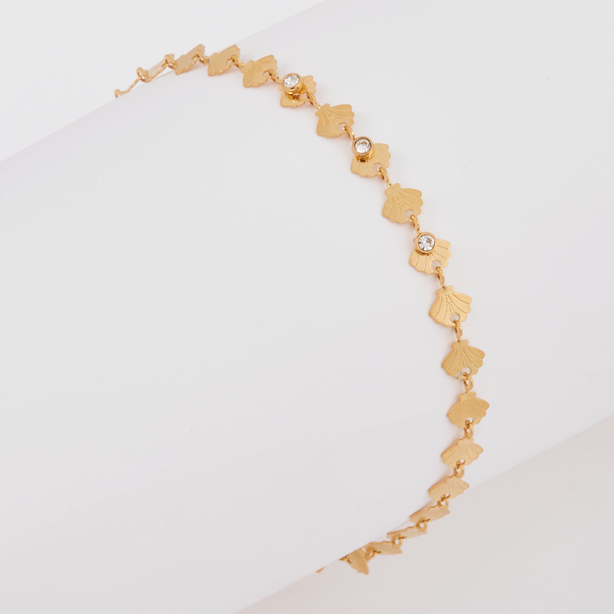 Chaine de cheville coquillage acier inoxydable doré