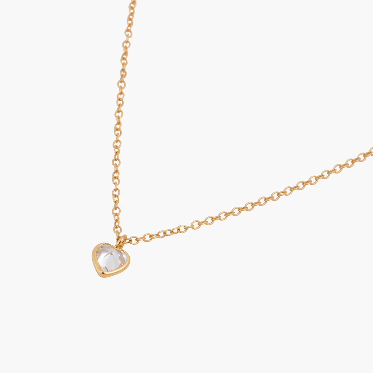 Collier pendentif cœur de zircon - argent garanti doré
