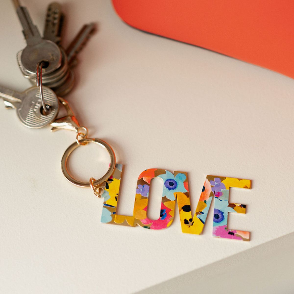 Porte-clés love imprimé feuilles