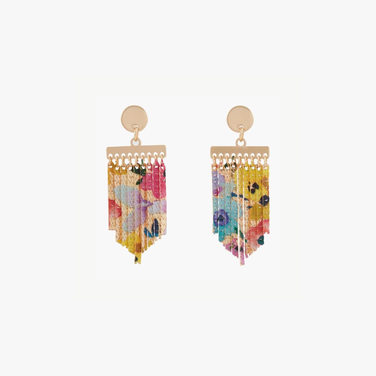 Boucles d'oreilles chaines imprimées fleurs Balagane