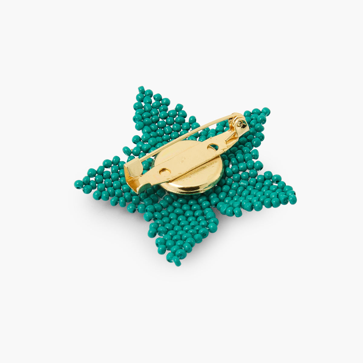 Broche fleur en perles de rocaille vert