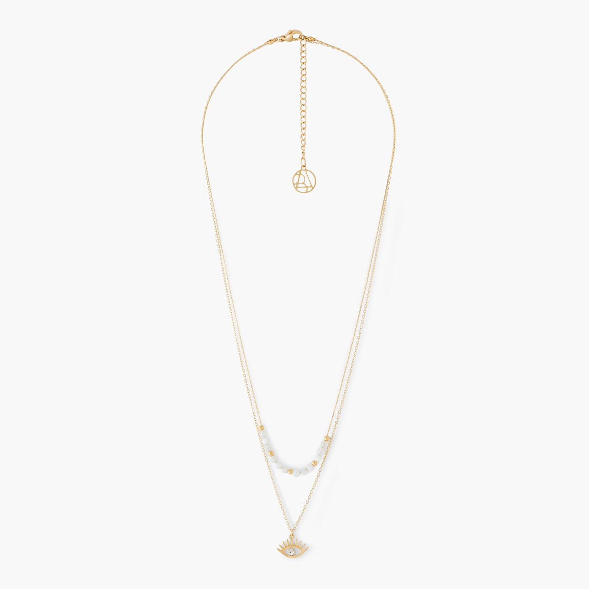 Collier 2 rangs pendentif oeil acier inoxydable