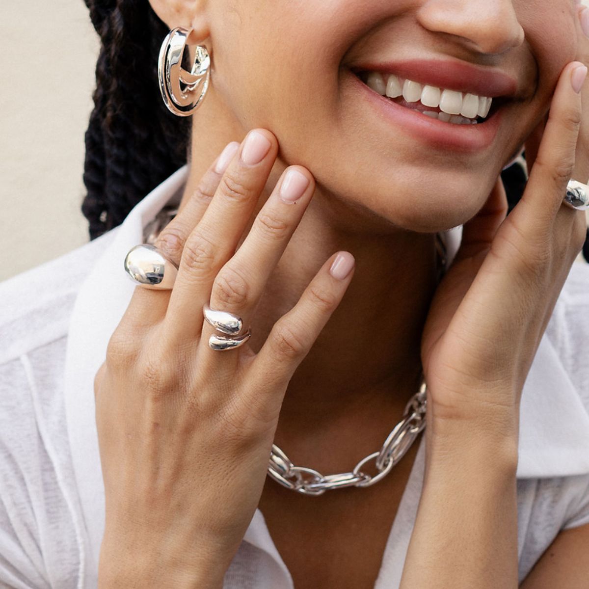 Set de 3 bagues argentées