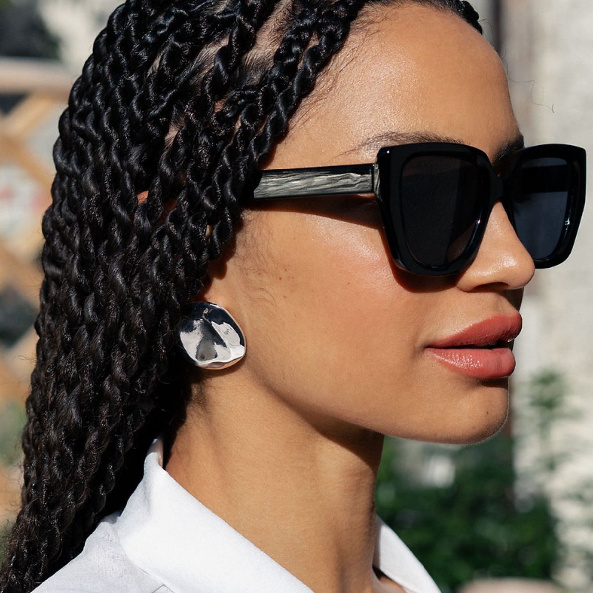 Boucles d'oreilles rond irrégulier argenté