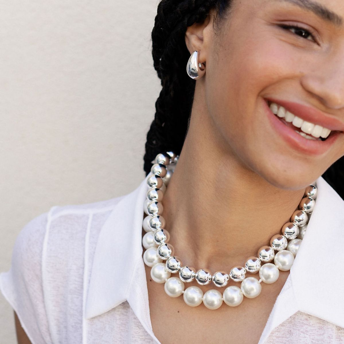 Collier de perles blanches 16mm