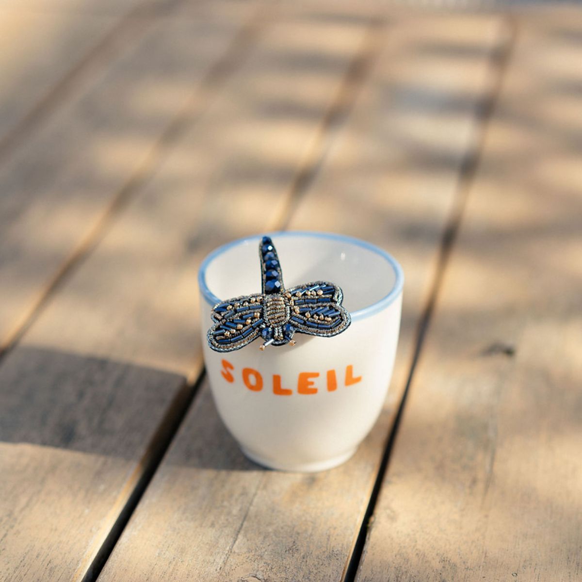 Broche libellule perles de rocaille