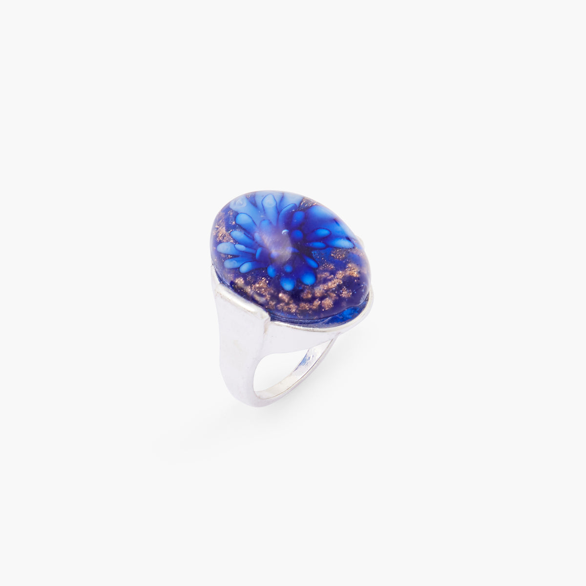 Grosse bague ovale bleue