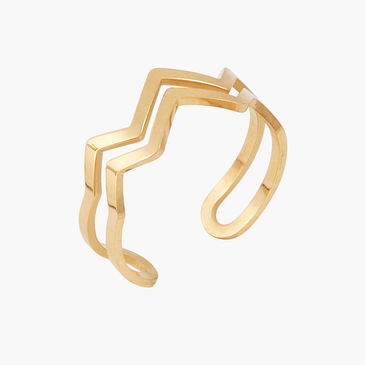 Bague zigzag Acier Inoxydable doré