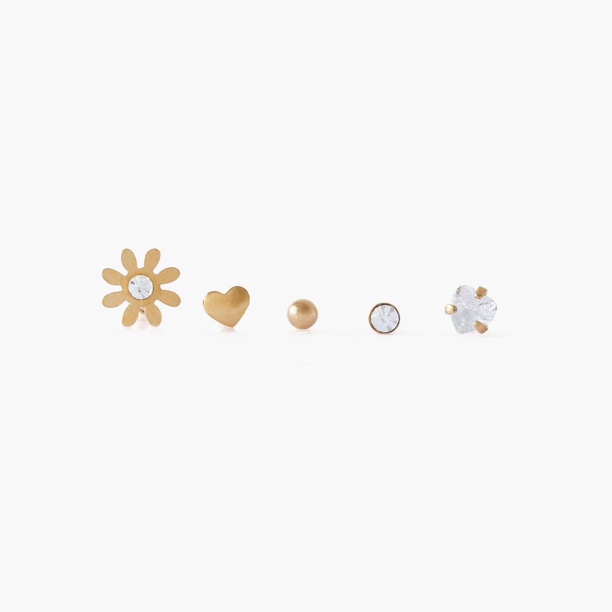Set de 5 piercings nez studs acier inoxydable doré