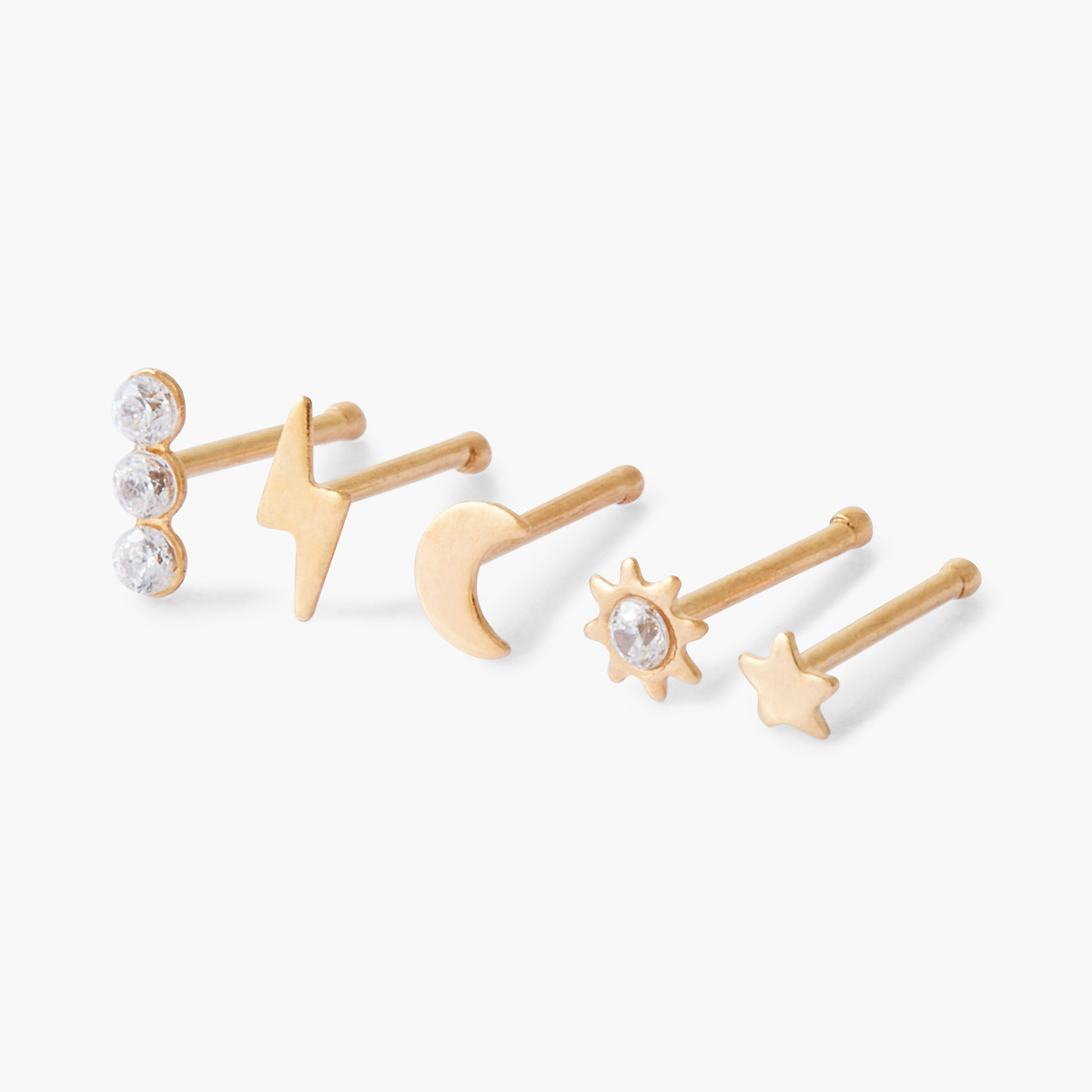 Set de 5 piercings nez studs en acier inoxydable et zircon