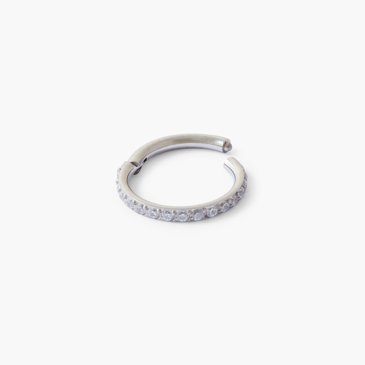 Piercing helix/tragus anneau 8 mm acier chirurgical argenté et zircon