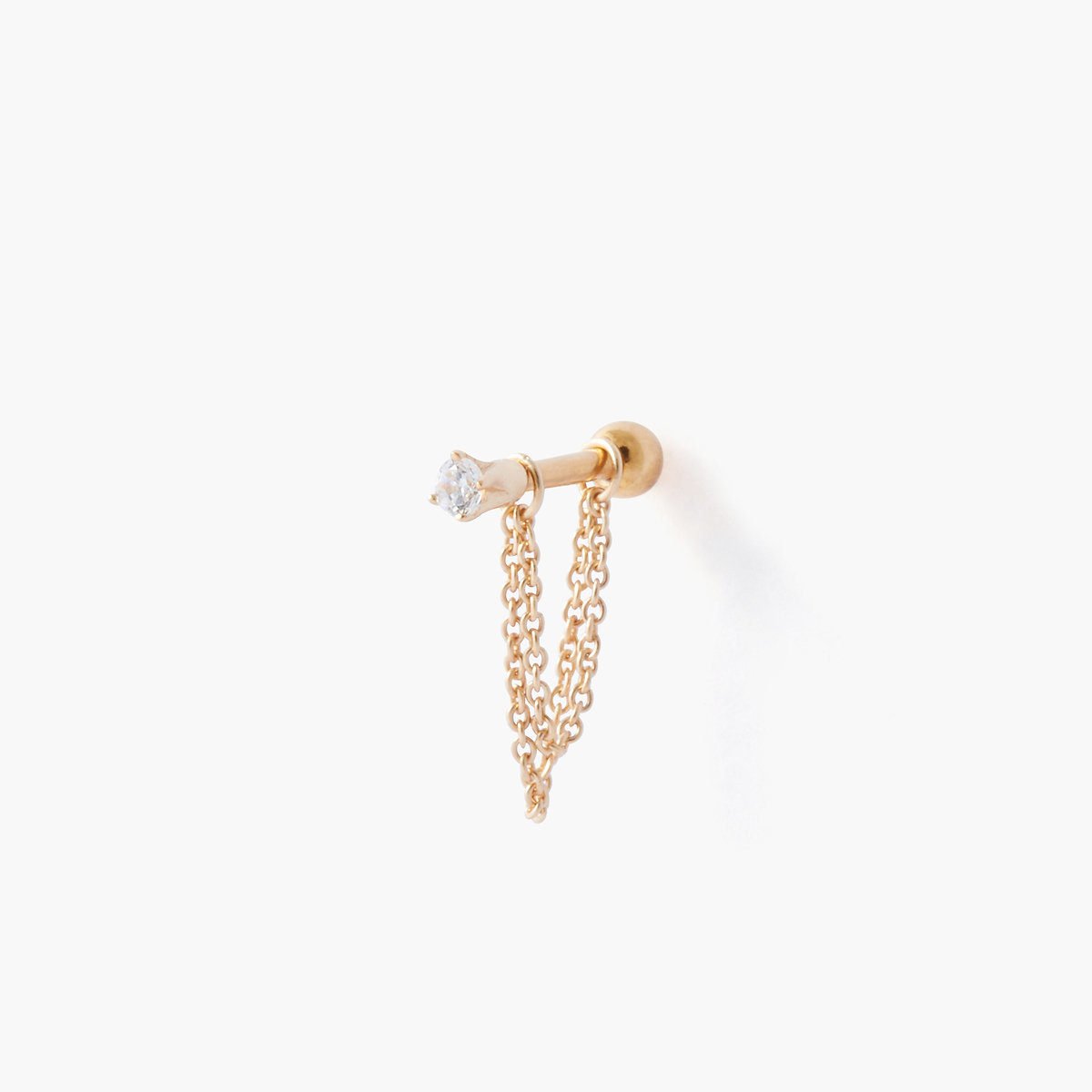 Piercing stud hélix/tragus avec chaine argent garanti et zirconium