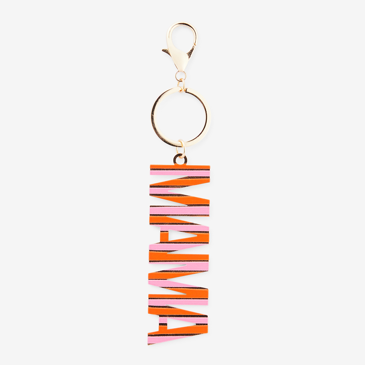 Porte-clés Mama imprimé rayures roses