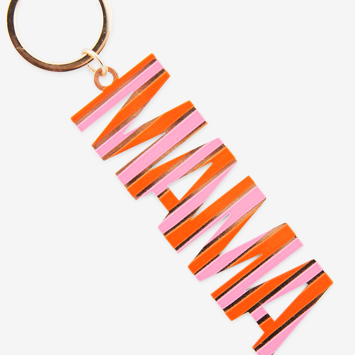 Porte-clés Mama imprimé rayures roses