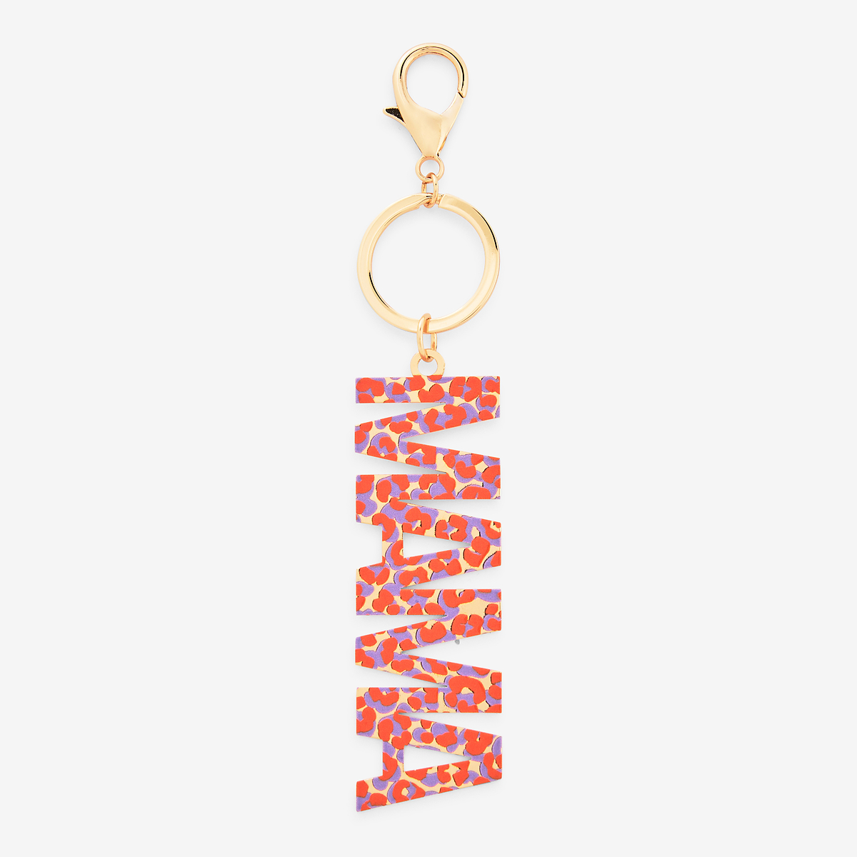 Porte-clés Mama imprimé léopard orange et violet