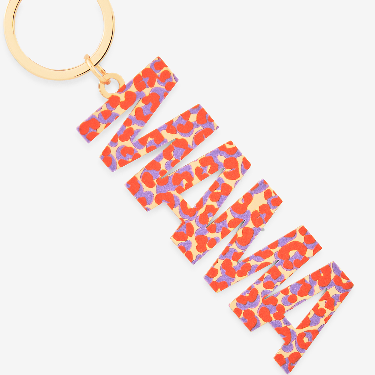 Porte-clés Mama imprimé léopard orange et violet
