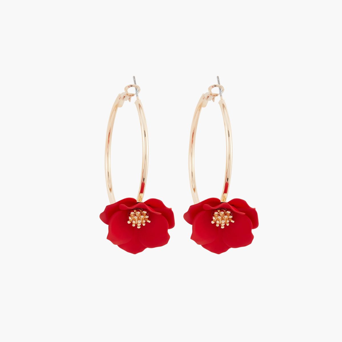 Créoles à fleurs rouges