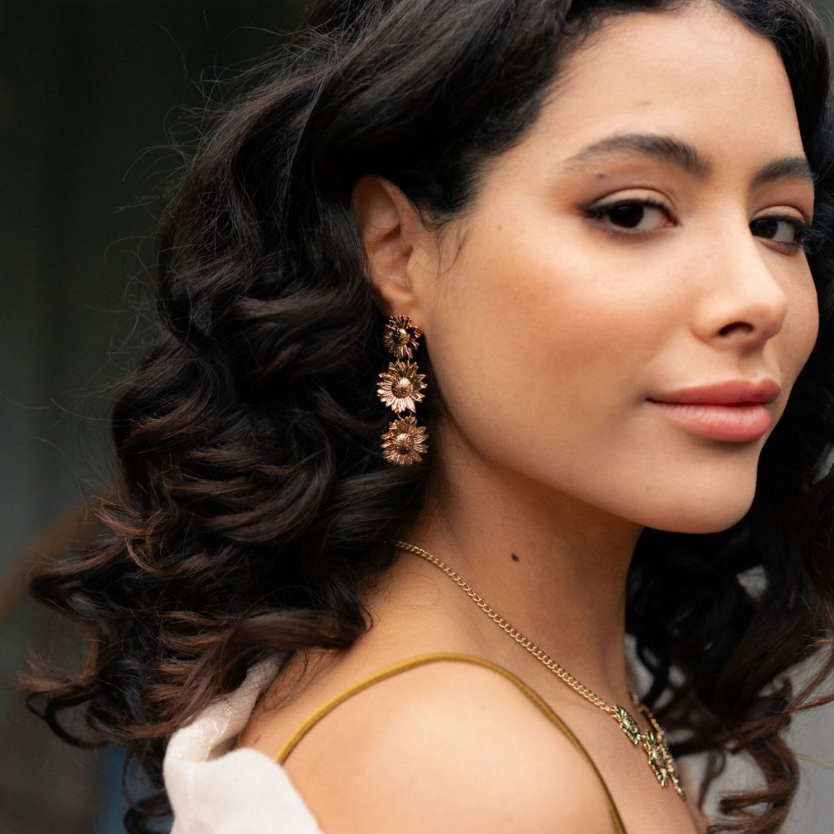 Boucles d'oreilles pendantes 3 fleurs