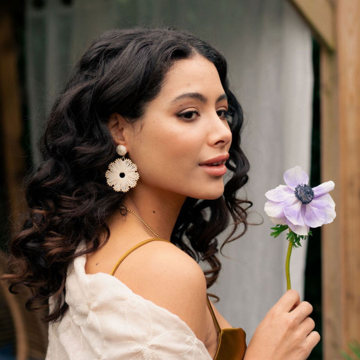 Boucles d'oreilles fleurs tissées