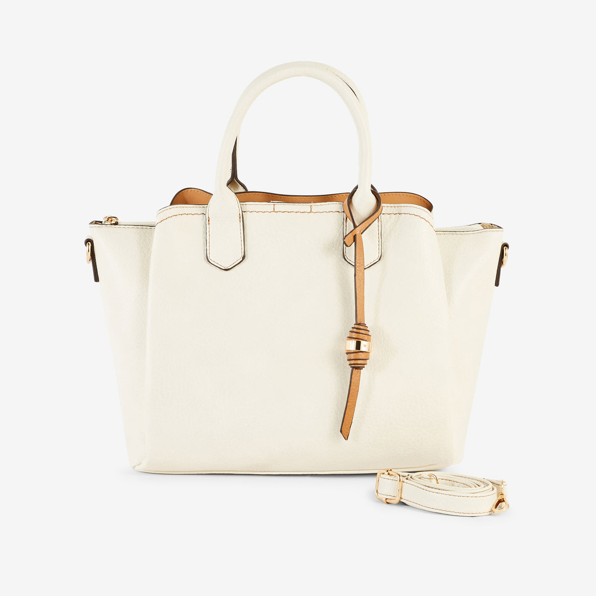 Sac à main écru avec breloque