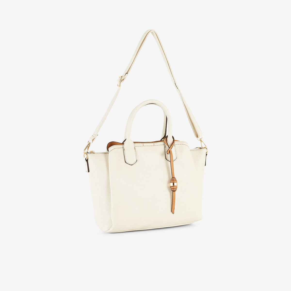 Sac à main écru avec breloque