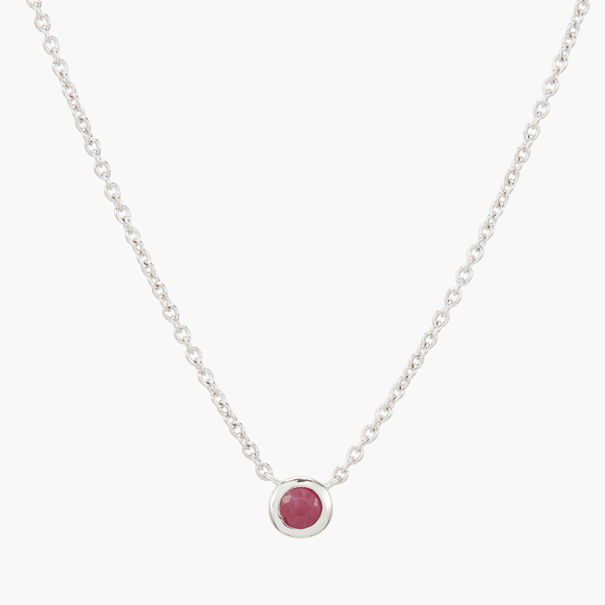Collier argent 925 serti d'une pierre de Rubis