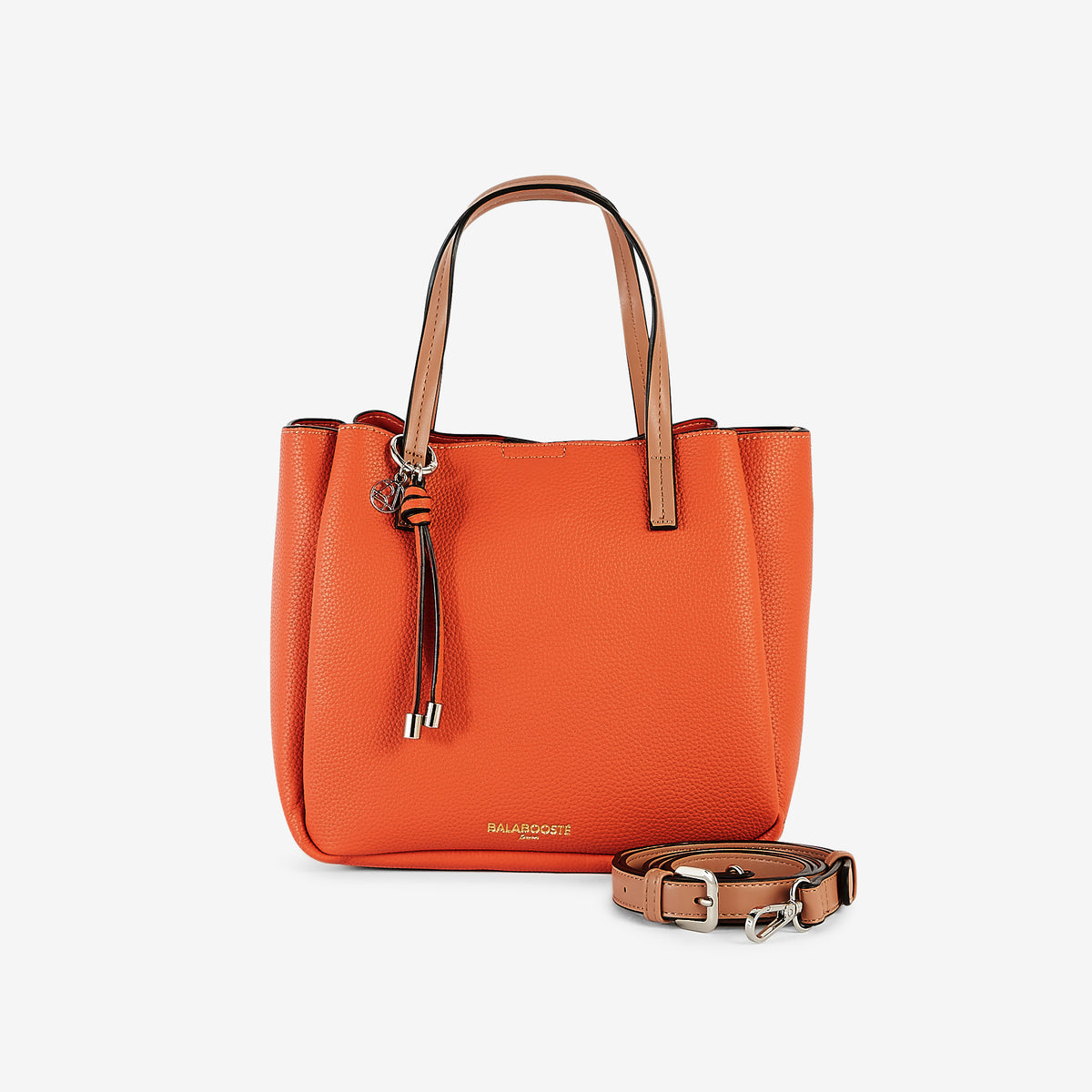 Sac à main effet grainé corail