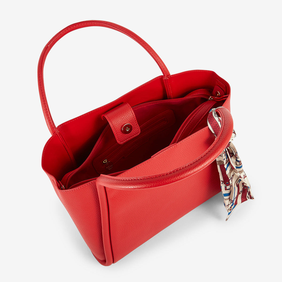 Cabas rouge avec foulard